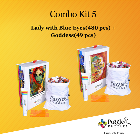 Combo 5 - Lady with Blue Eyes(480 pcs) + Goddess(49 pcs)